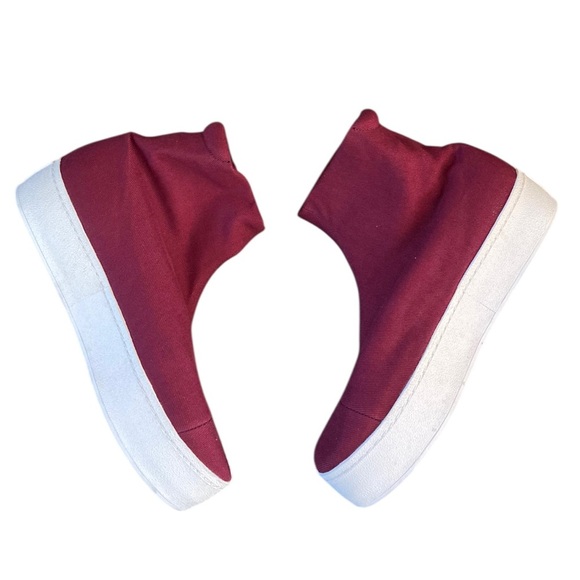 Opening Ceremony High Top Platform Sneaker NWT Burgundy Red Chunky White Sole - Picture 2 of 11